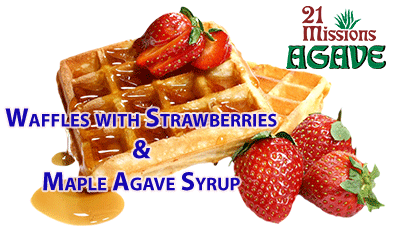 Waffles with Strawberries & Maple Agave Syrup